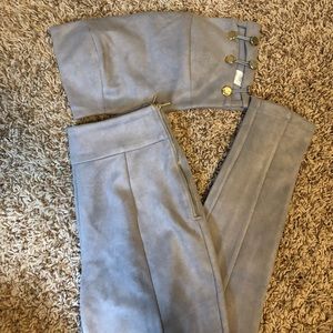 Jluxlabel Strapless Suede Two Piece Pants Set